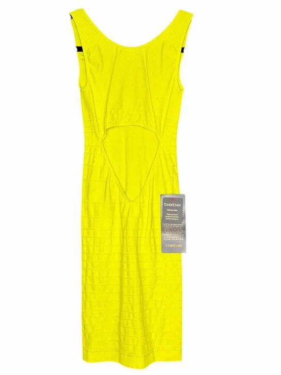 bebe Bright Yellow Ribbed Tank Midi Dress Size PS - Picture 2 of 8